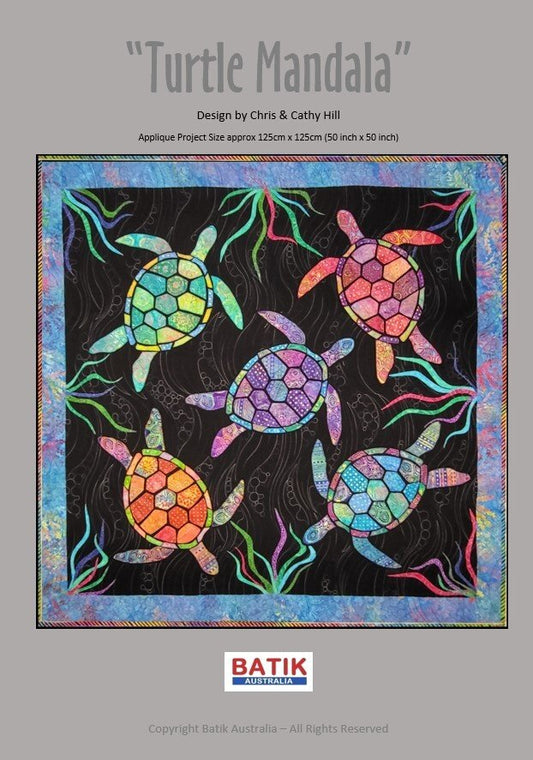 Turtle Mandala Applique Quilt Pattern - Everything Fabric