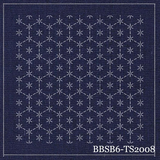 Turtle Shells - Navy, pre-stencilled fabric for sashiko