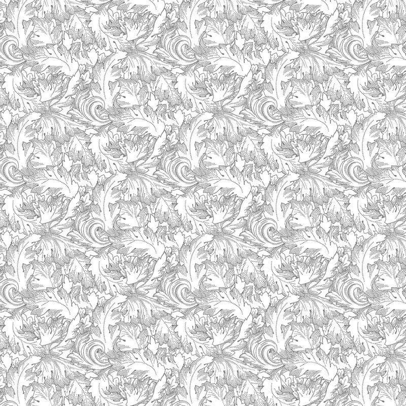 Twirling Leaves White on White - Everything Fabric