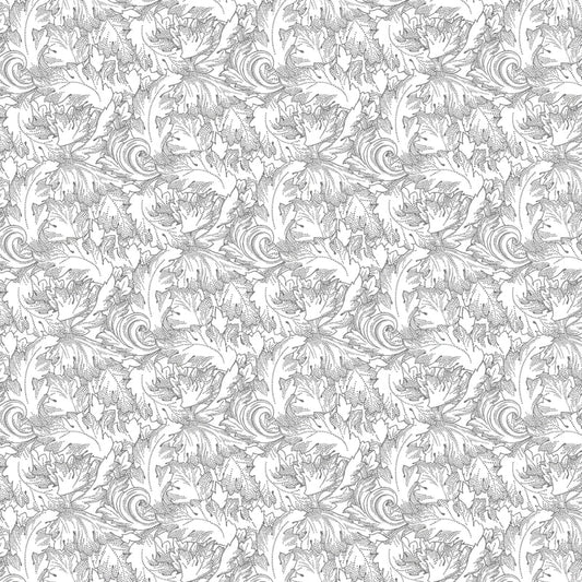 Twirling Leaves White on White - Everything Fabric