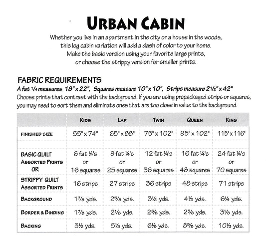Urban Cabin Quilt Pattern - Everything Fabric