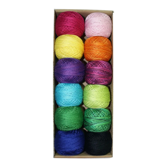 Valdani Pearl Cotton Ball Sz12 109yd 12 Colors Palette - Everything Fabric