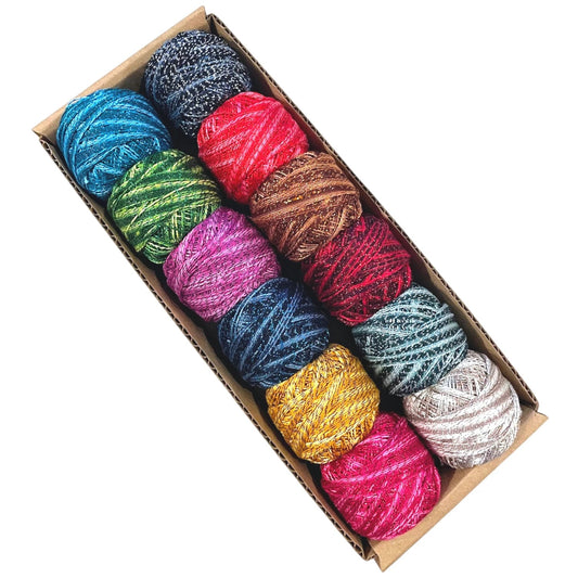 Valdani Sparkle Pearl Cotton Ball Sz12 100 meter 12 Colors Sparkly Gems - Everything Fabric