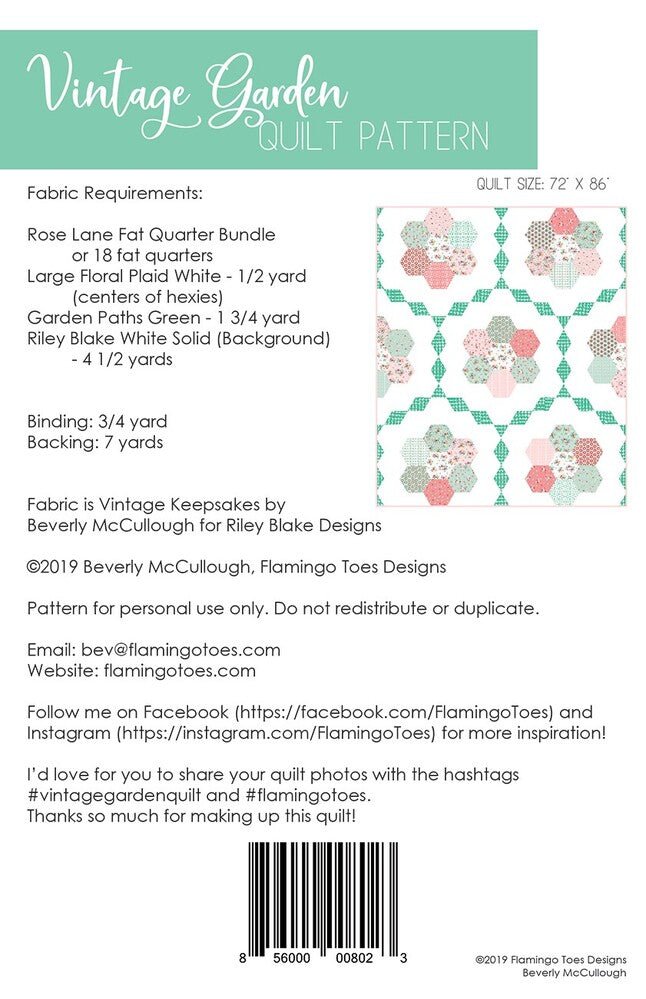 Vintage Garden Quilt Pattern - Everything Fabric