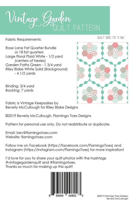 Vintage Garden Quilt Pattern - Everything Fabric
