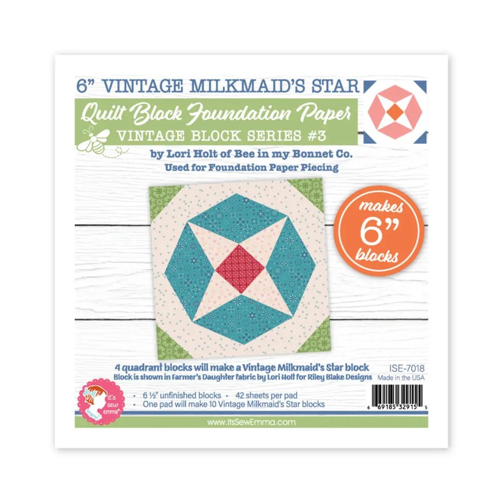 Vintage Milkmaid Star Quilt 6in Foundation Paper Pad - Everything Fabric