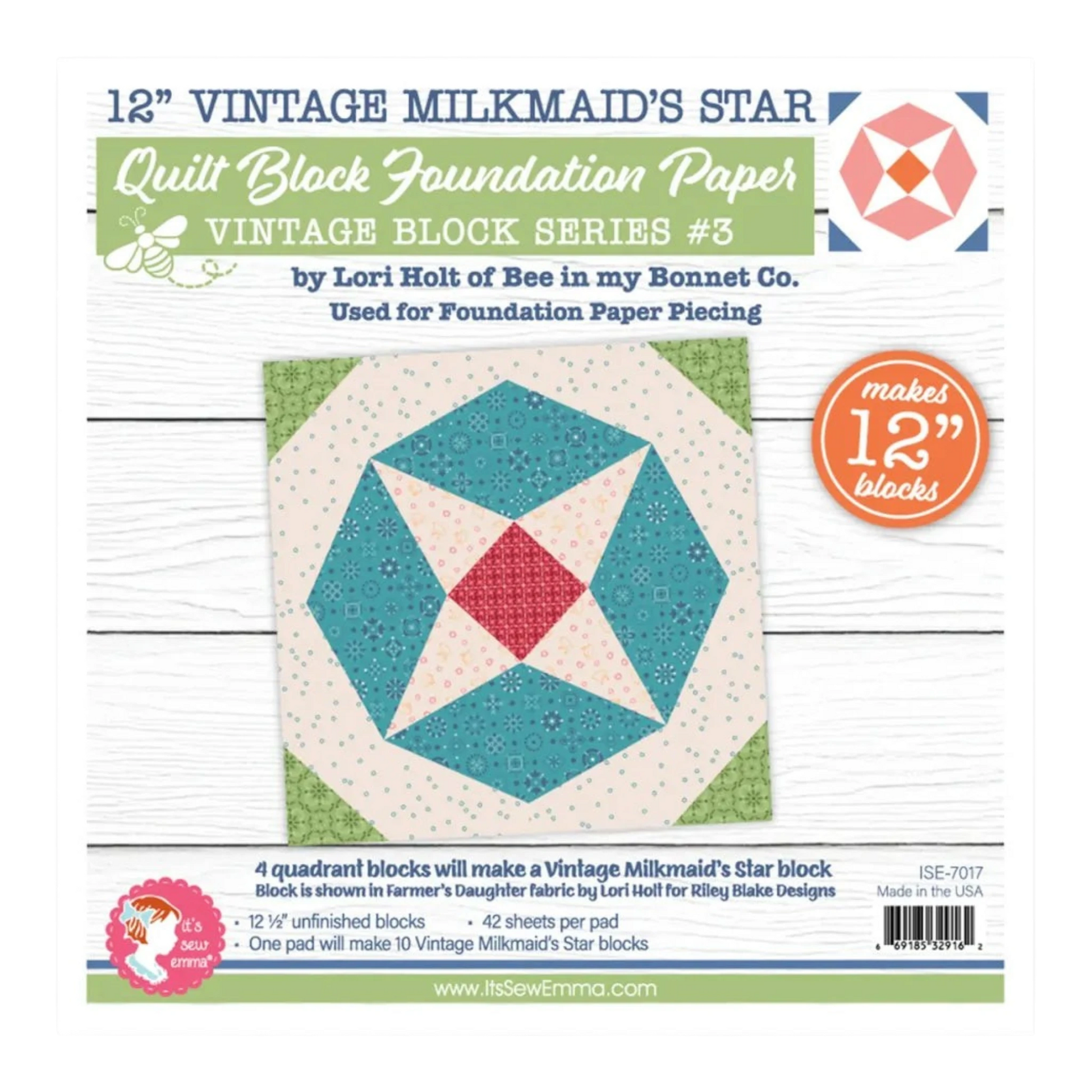 Vintage Milkmaid's Star Quilt Block Foundation Paper , pattern making and craft projects