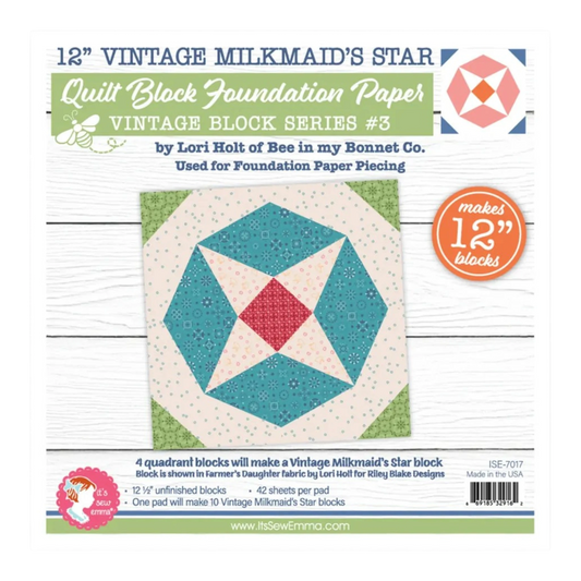 Vintage Milkmaid's Star Quilt Block Foundation Paper , pattern making and craft projects