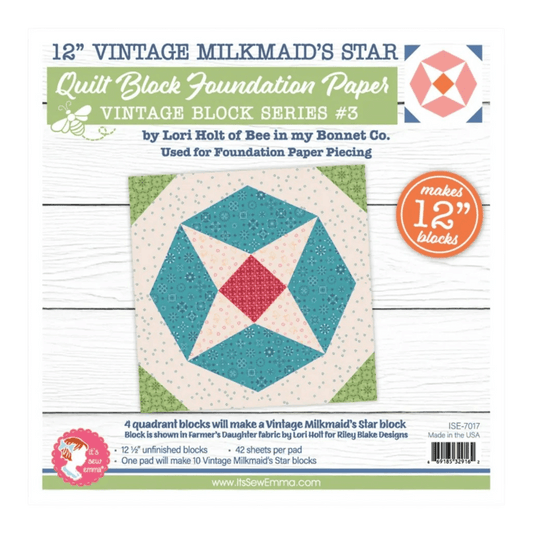 Vintage Milkmaid's Star Quilt Block Foundation Paper - Everything Fabric