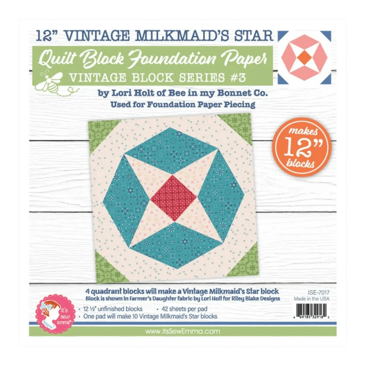 Vintage Milkmaid Star Foundation Paper Pad - 12 in