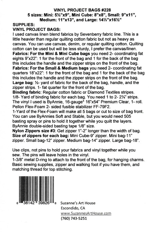 Vinyl Project Bags Pattern - Everything Fabric