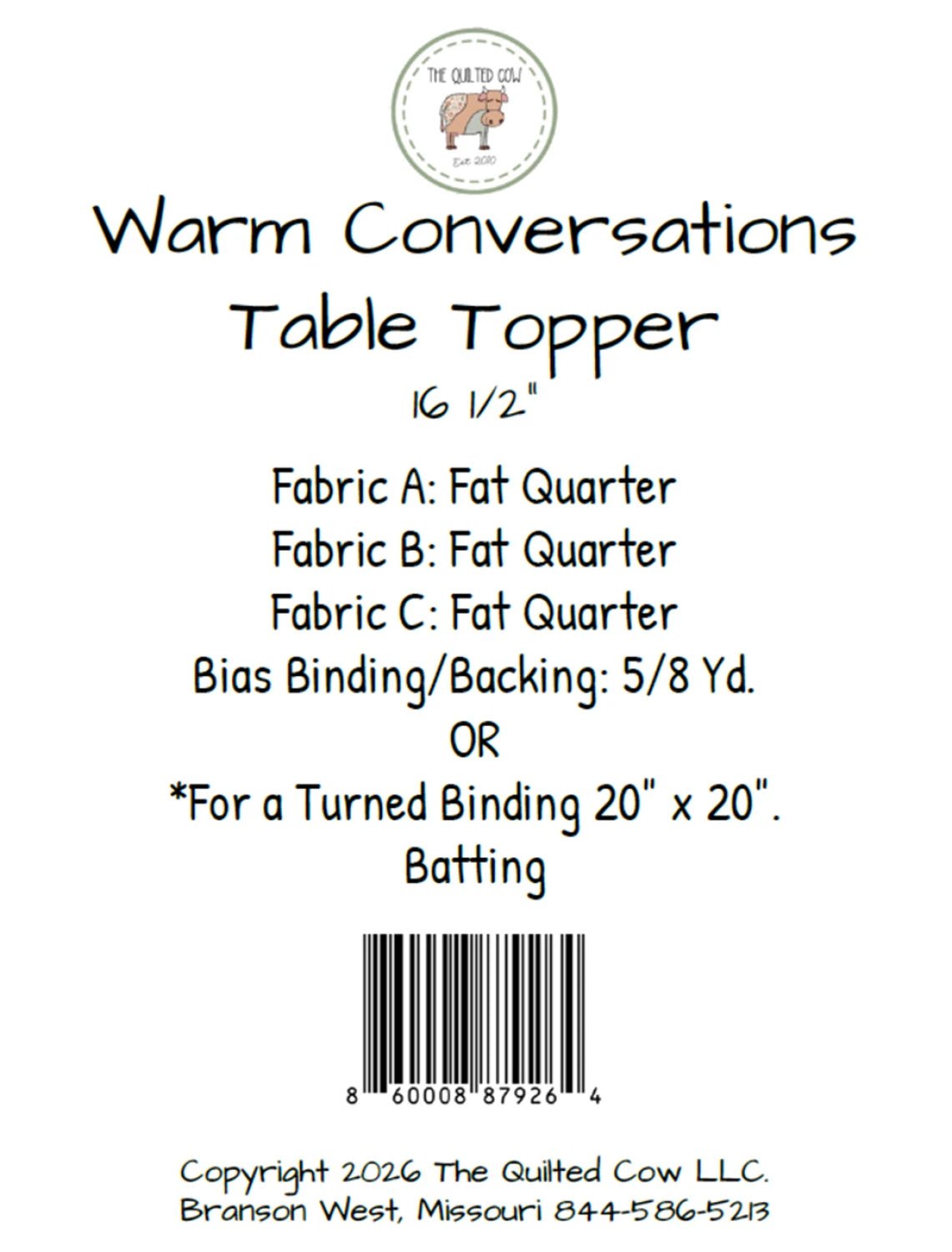 Warm Conversations Table Topper Pattern - Everything Fabric