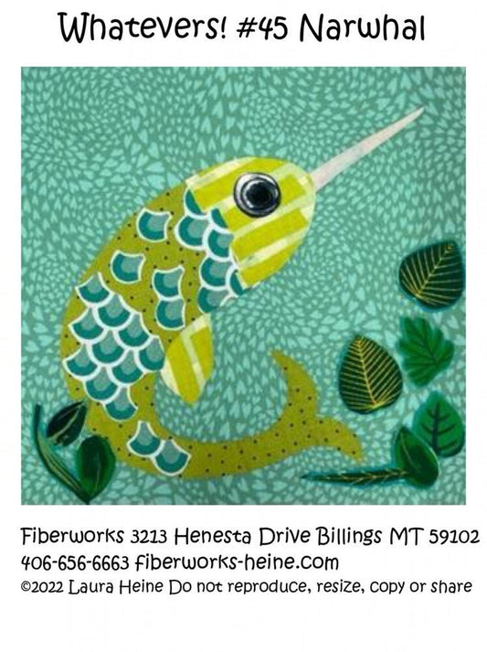 Whatevers! 45 Narwhal Collage Pattern by Laura Heine - Everything Fabric