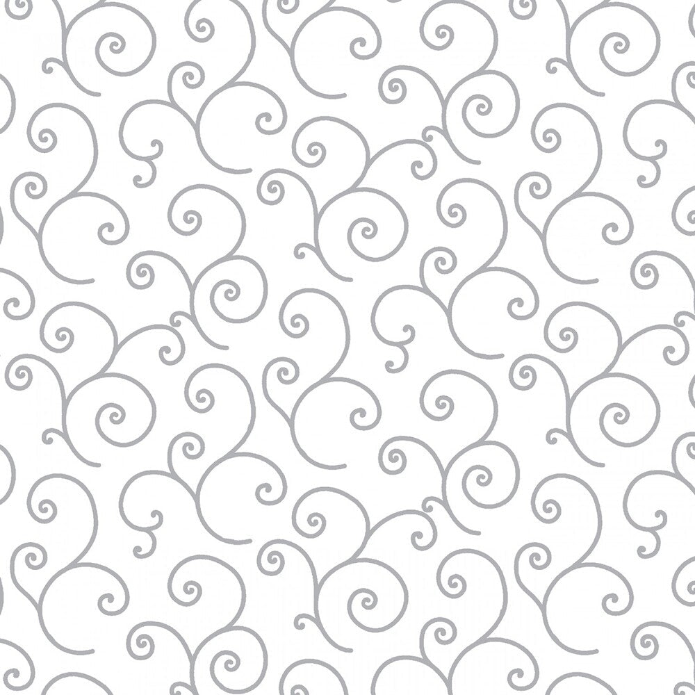 White/Grey Scroll - Everything Fabric