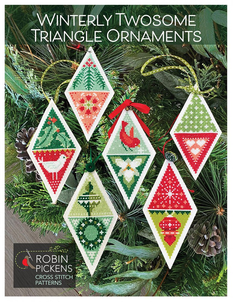 Winterly Twosome Triangle Ornaments Cross Stitch Pattern - Everything Fabric