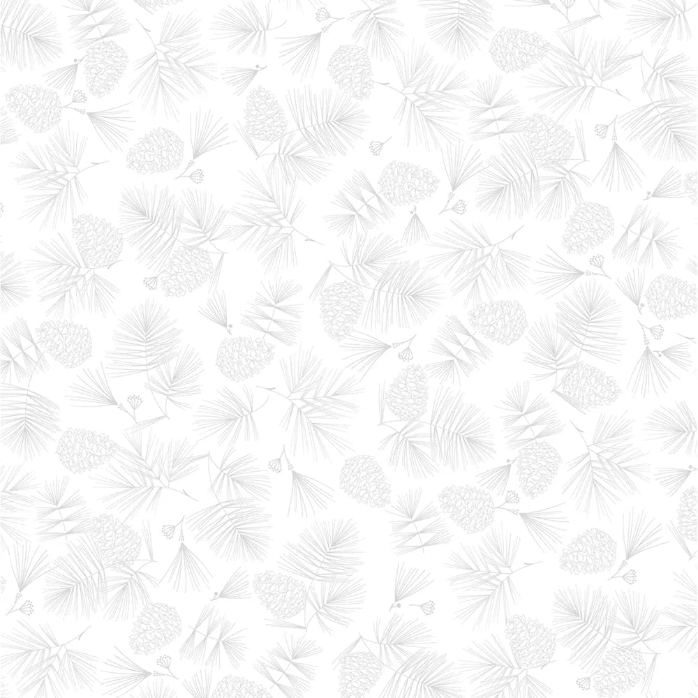 Wintery Pines White on White Christmas - Everything Fabric