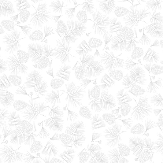 Wintery Pines White on White Christmas - Everything Fabric