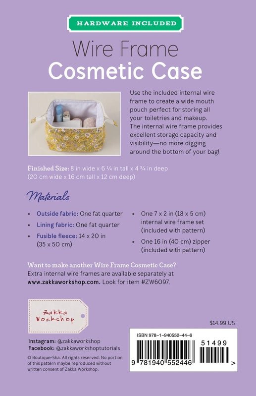 Wire Frame Cosmetic Case Kit Pattern - Everything Fabric