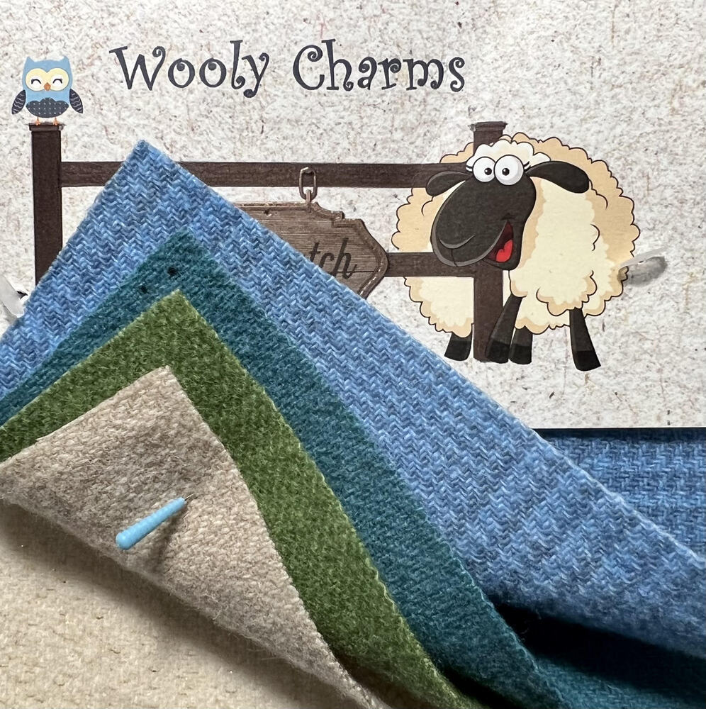 Wooly Charms SEASIDE - 5 in x 5 in - 5 pc - Everything Fabric