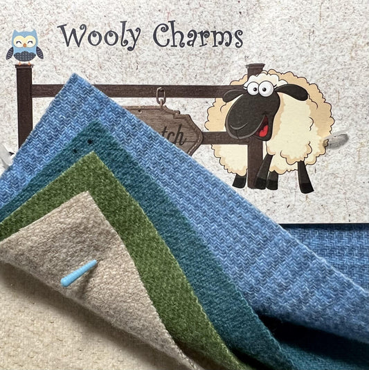Wooly Charms SEASIDE - 5 in x 5 in - 5 pc - Everything Fabric