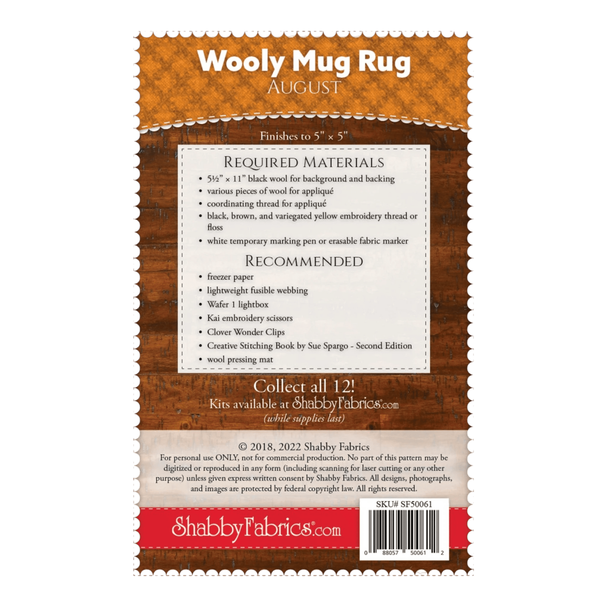 Wooly Mug Rug August Pattern - Everything Fabric