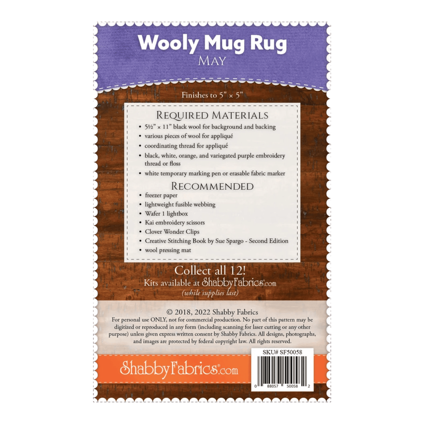 Wooly Mug Rug May Pattern - Everything Fabric