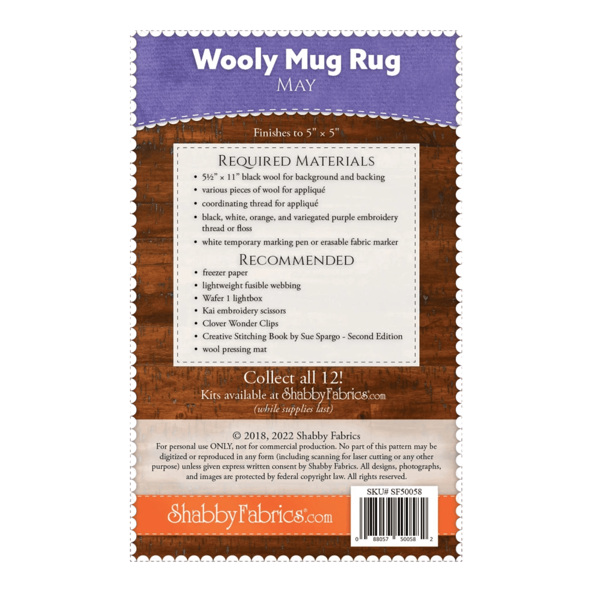 Wooly Mug Rug May Pattern - Everything Fabric