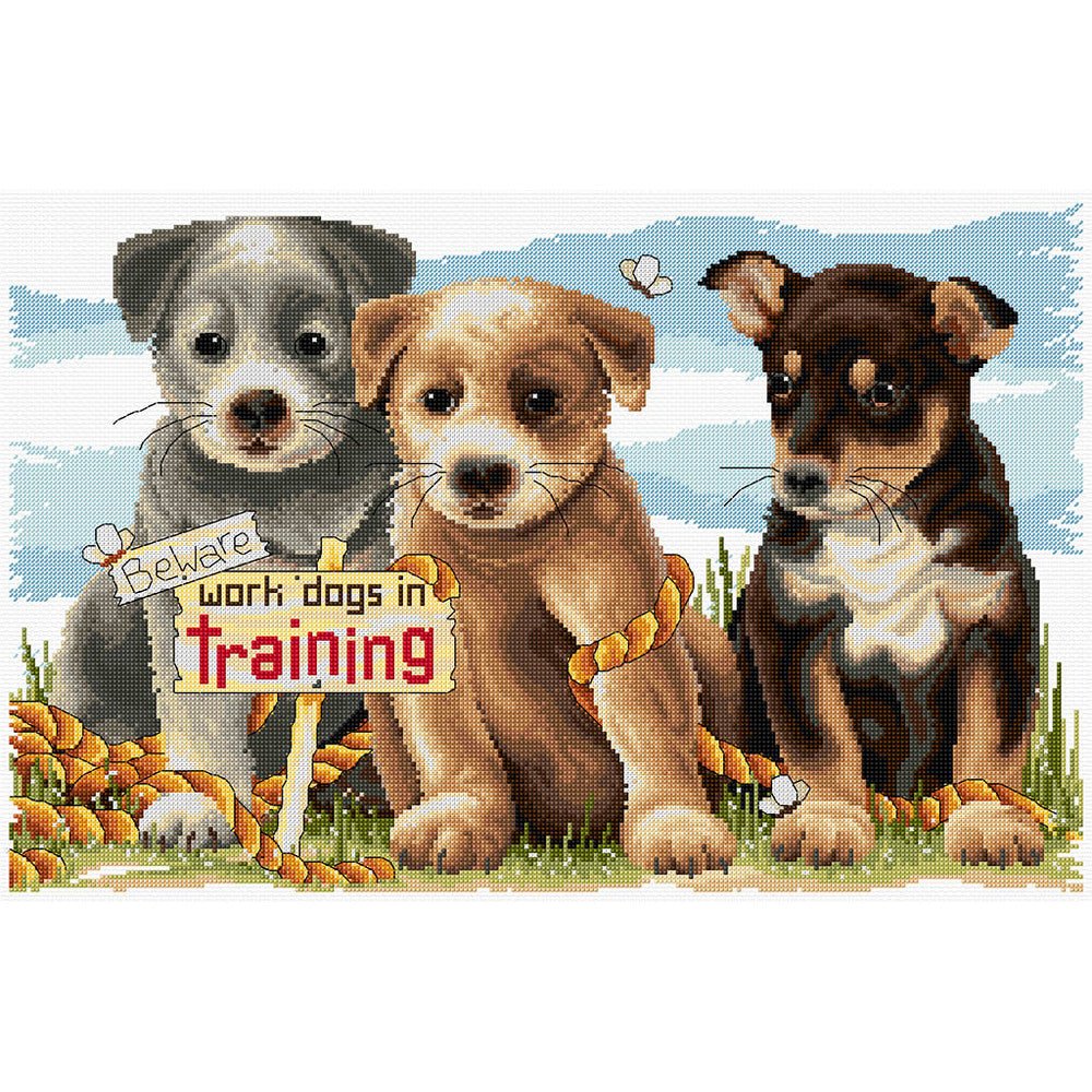 Work Dogs in Training Cross Stitch Pattern - Everything Fabric