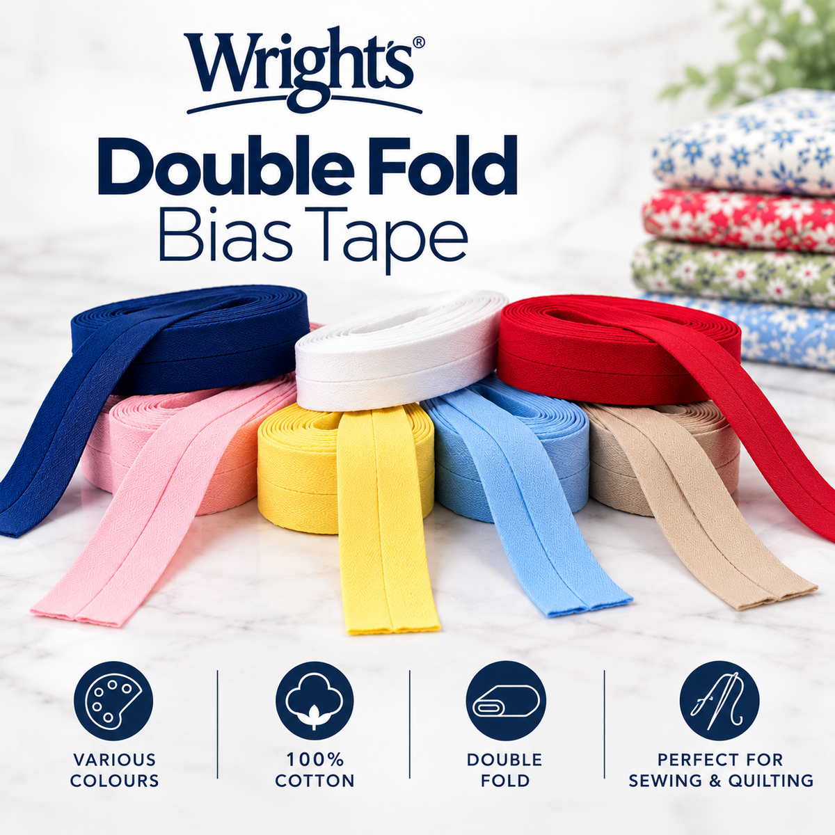 Double Fold Bias Tape | 13 Colours