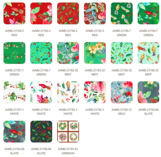 Yuletide Bouquet Fat Quarter Bundle -21pc - Everything Fabric