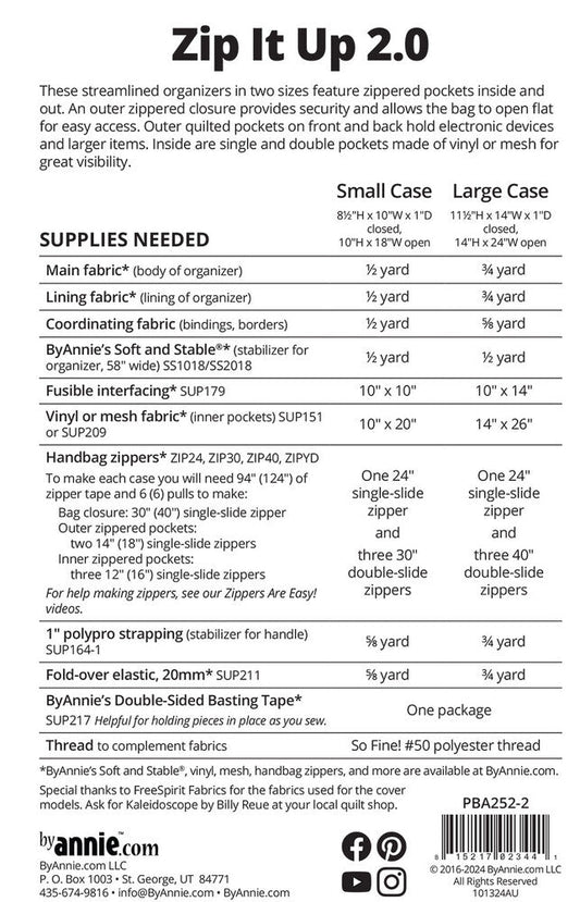Zip It Up 2.0 Pattern - Everything Fabric