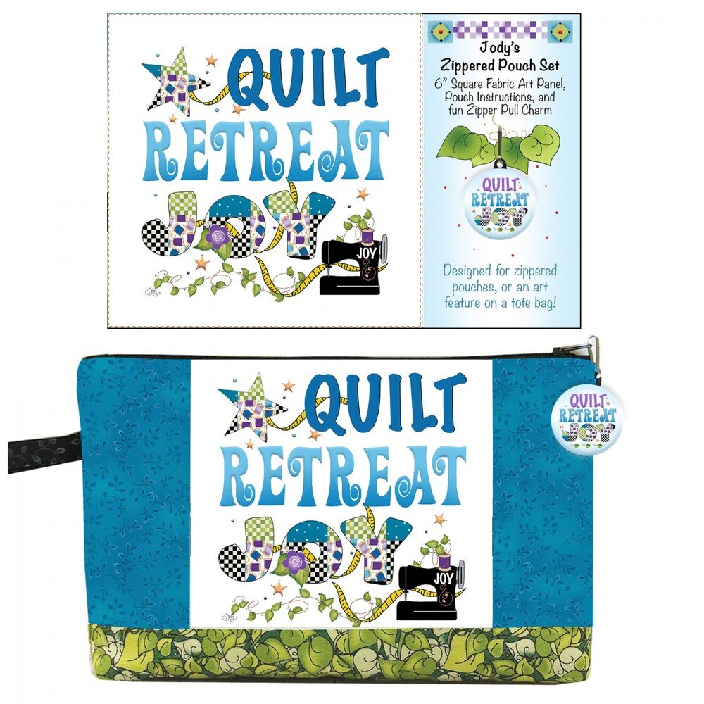 Zipper Pouch Set Quilt Retreat Blue Joy - Everything Fabric