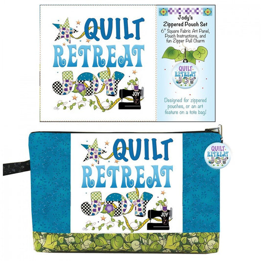 Zipper Pouch Set Quilt Retreat Blue Joy - Everything Fabric