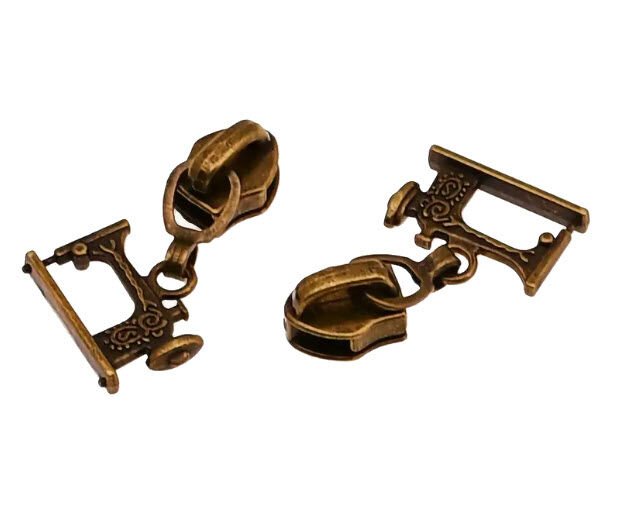 Zipper Pulls 5 Sewing Machine Antique 2pk - Everything Fabric