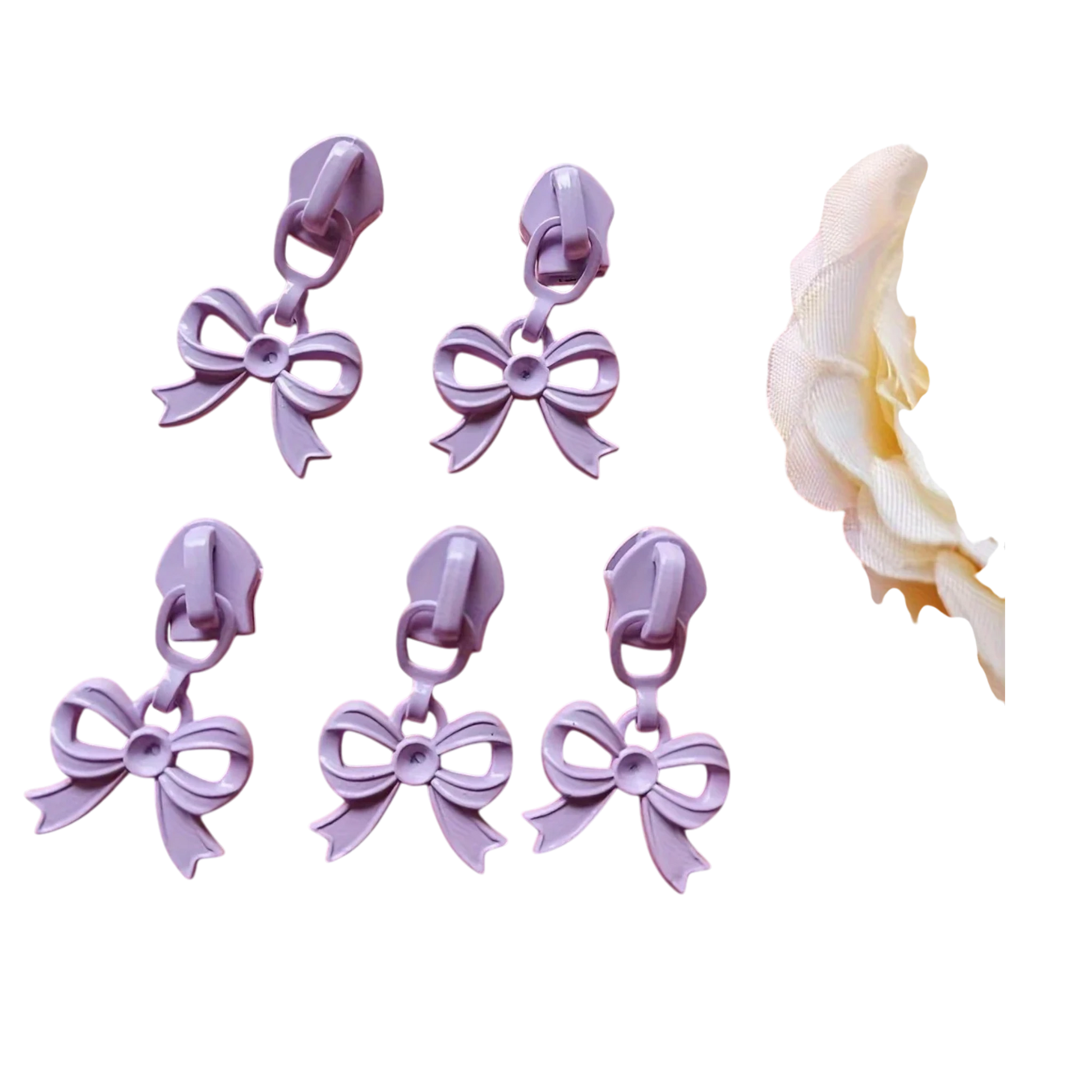 Zipper Pulls – Laced Bow Pastel Shades 2 Pack | 3 Nylon Zippers - Everything Fabric