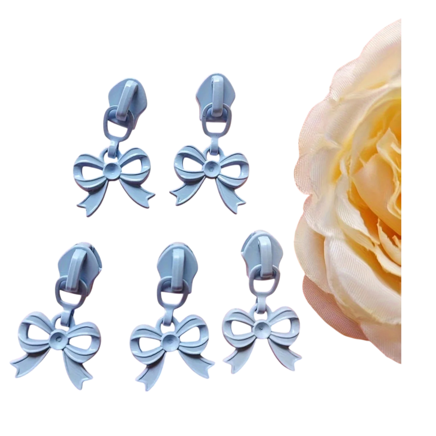 Zipper Pulls – Laced Bow Pastel Shades 2 Pack | 3 Nylon Zippers - Everything Fabric