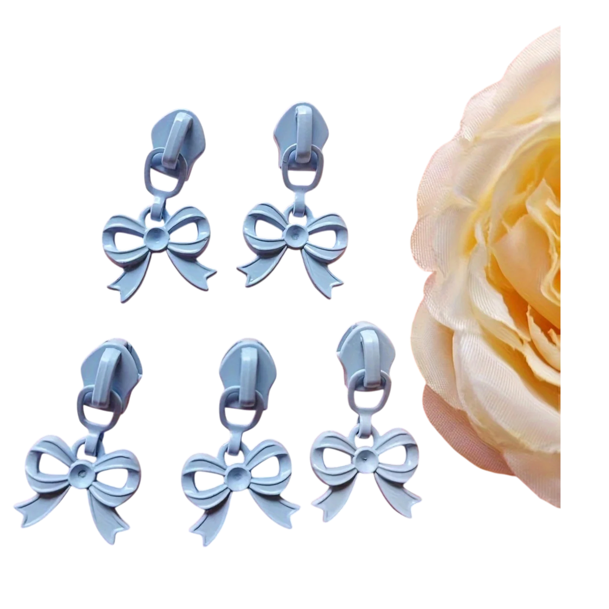 Zipper Pulls – Laced Bow Pastel Shades 2 Pack | 3 Nylon Zippers - Everything Fabric