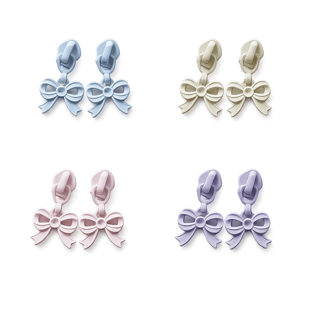Zipper Pulls – Laced Bow Pastel Shades 2 Pack | 5 Nylon Zippers - Everything Fabric