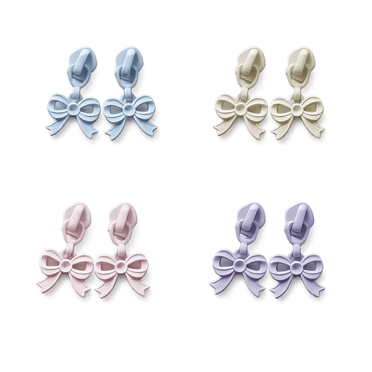 Zipper Pulls – Laced Bow Pastel Shades 2 Pack | 5 Nylon Zippers - Everything Fabric